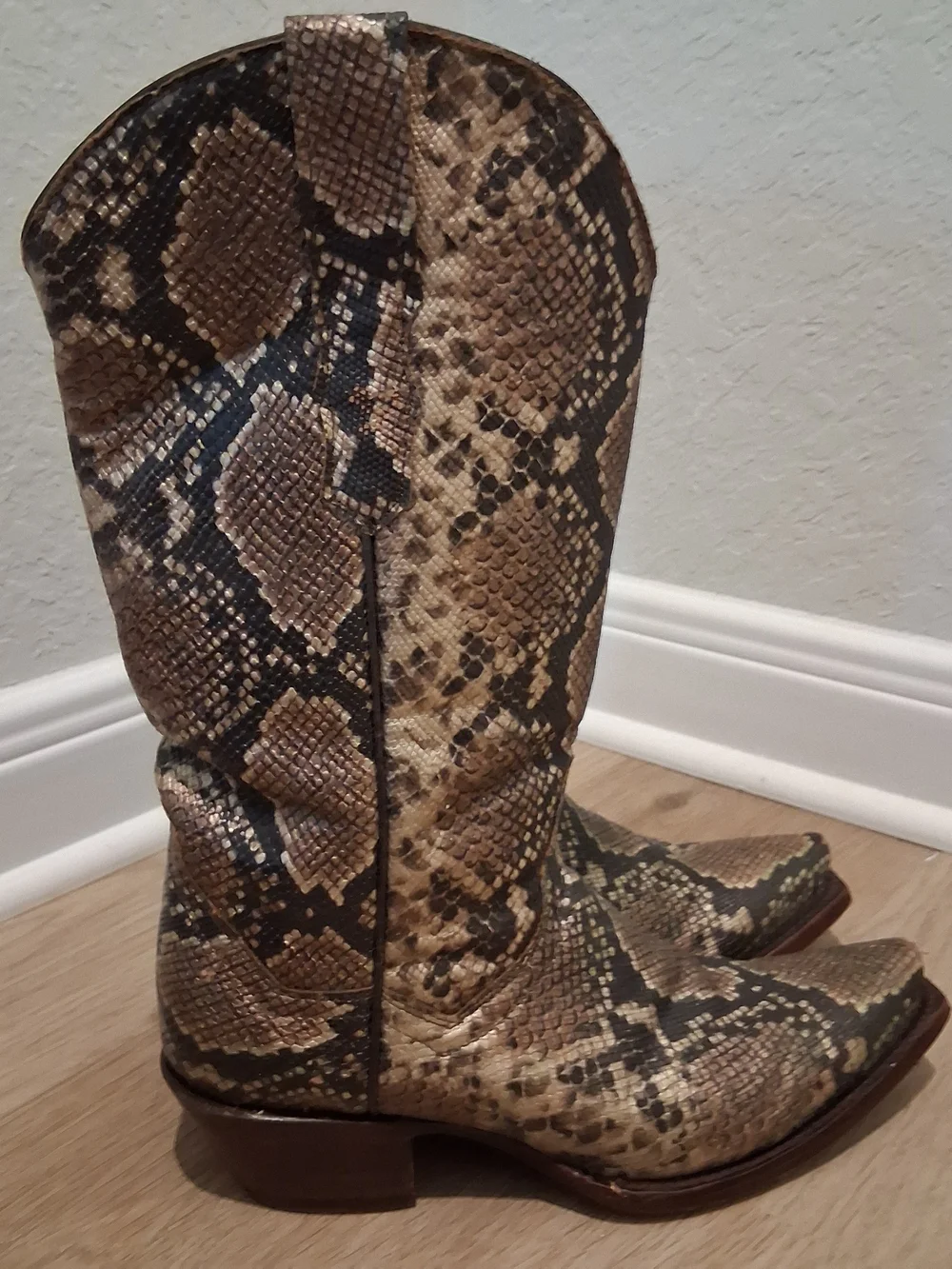 Women’s Brown Snake-Print Western Ankle Boots, Republic of Texas.